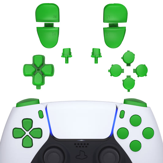 eXtremeRate Retail Replacement D-pad R1 L1 R2 L2 Triggers Share Options Face Buttons, Green Full Set Buttons Compatible with ps5 Controller BDM-030 - JPF1006G3