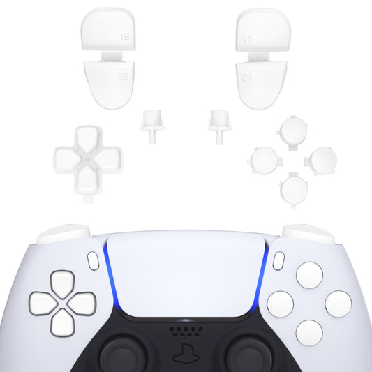 eXtremeRate Retail Replacement D-pad R1 L1 R2 L2 Triggers Share Options Face Buttons, White Full Set Buttons Compatible with ps5 Controller BDM-030 - JPF1008G3