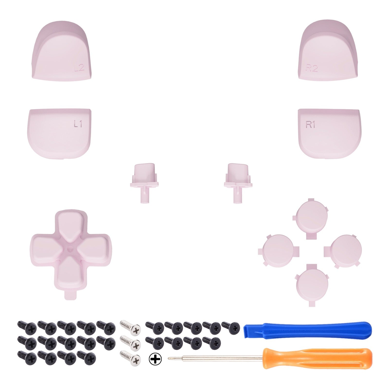 eXtremeRate Retail Replacement D-pad R1 L1 R2 L2 Triggers Share Options Face Buttons, Cherry Blossoms Pink Full Set Buttons Compatible with ps5 Controller BDM-010 & BDM-020 - JPF1012G2