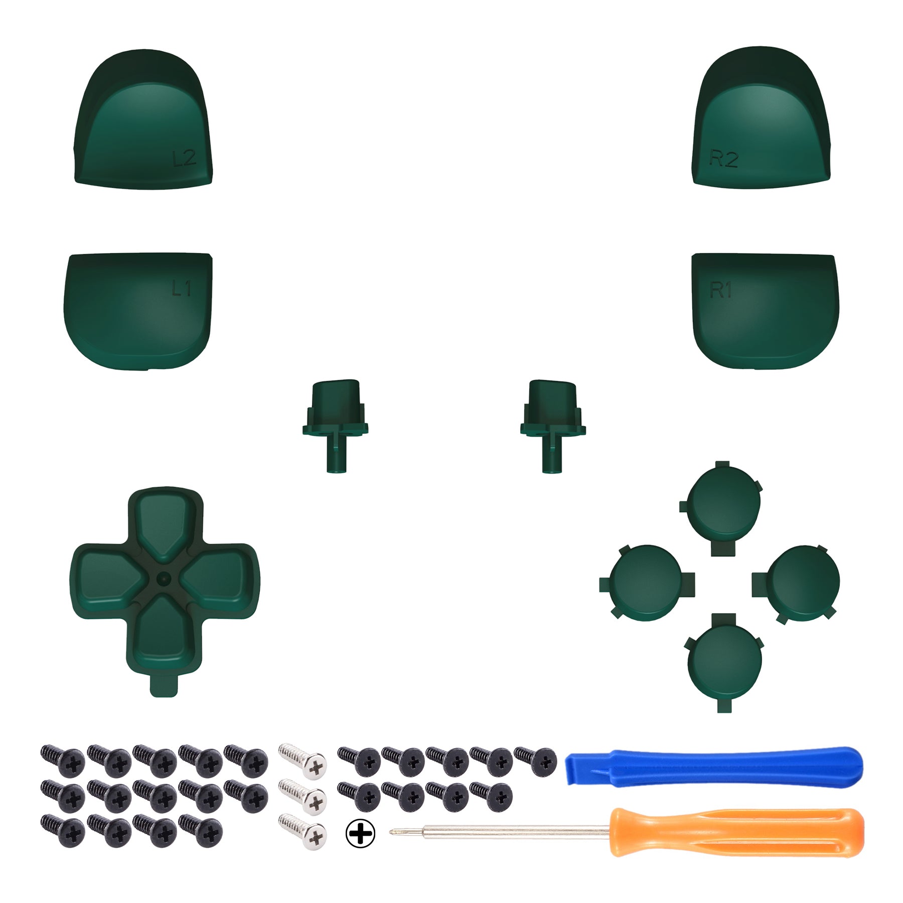 eXtremeRate Retail Replacement D-pad R1 L1 R2 L2 Triggers Share Options Face Buttons, Racing Green Full Set Buttons Compatible with ps5 Controller BDM-010 & BDM-020 - JPF1016G2