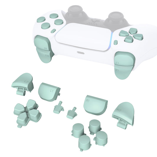 eXtremeRate Retail Replacement D-pad R1 L1 R2 L2 Triggers Share Options Face Buttons, Light Cyan Full Set Buttons Compatible with ps5 Controller BDM-010 & BDM-020 - JPF1019G2