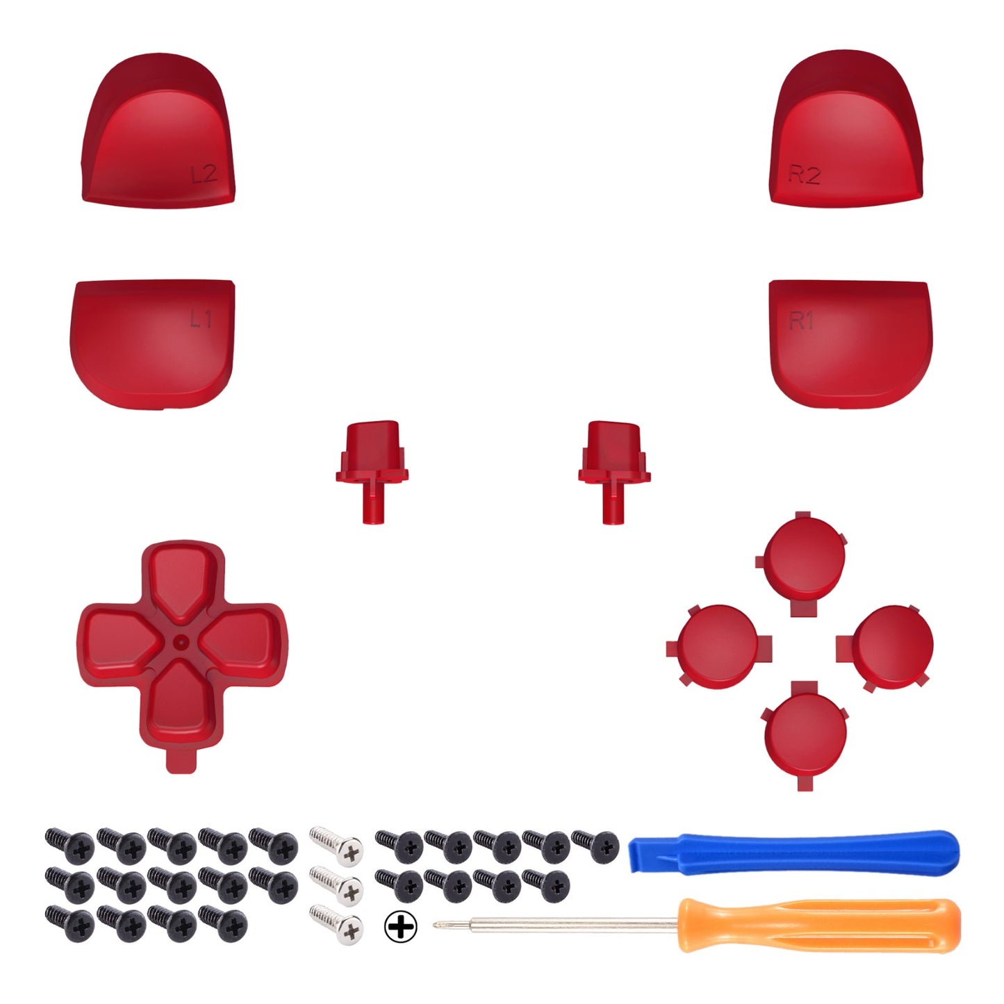 eXtremeRate Retail Replacement D-pad R1 L1 R2 L2 Triggers Share Options Face Buttons, Passion Red Full Set Buttons Compatible with ps5 Controller BDM-010 & BDM-020 - JPF1021G2