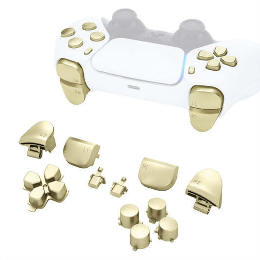 eXtremeRate Gold Metal Thumbsticks Dpad ABXY Buttons for PS5 Controller, Custom Replacement Aluminum Analog Thumbsticks & Action Buttons & Direction