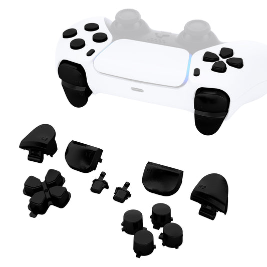 eXtremeRate Retail Replacement D-pad R1 L1 R2 L2 Triggers Share Options Face Buttons, Chrome Black Full Set Buttons Compatible with ps5 Controller BDM-010 & BDM-020 - JPF2008G2