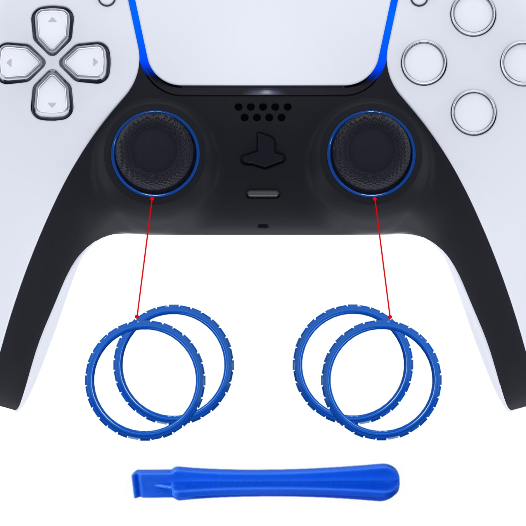 eXtremeRate Retail Blue Replacement Accessories for ps5 Controller, Custom Accent Rings for ps5 Controller - Controller NOT Included - JPF5005