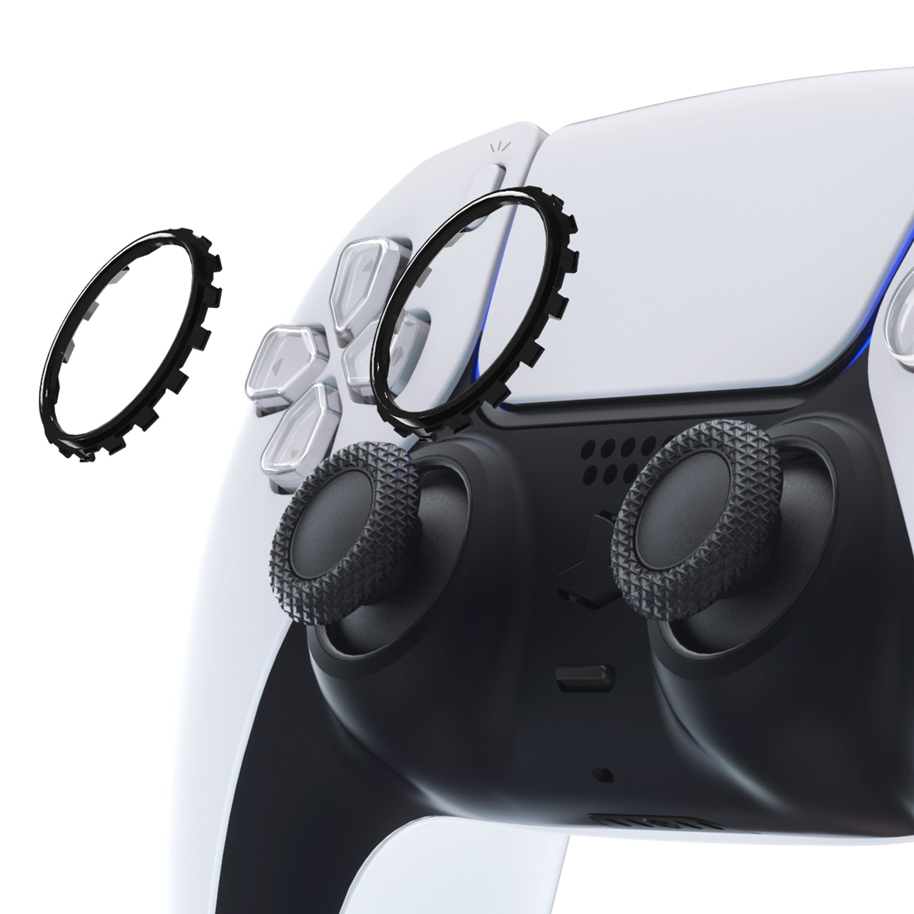 eXtremeRate Custom Replacement Accent Rings for PS5 Controller - Black