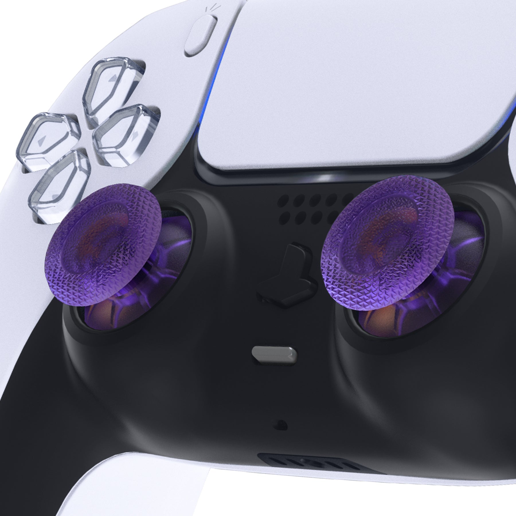 eXtremeRate Retail Clear Atomic Purple Replacement Thumbsticks for ps5 Controller, Custom Analog Stick Joystick Compatible with ps5, for ps4 All Model Controller - JPF625