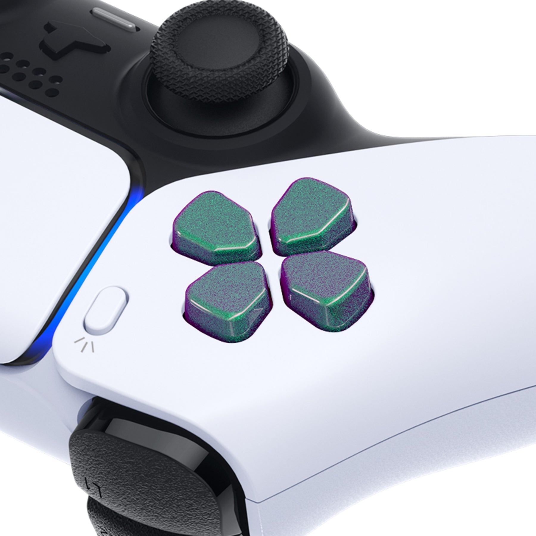 eXtremeRate Retail Ergonomic Split Dpad Buttons (SDP Buttons) for ps5 Controller, Chameleon Green Purple Independent Dpad Direction Buttons for ps5, for ps4 All Model Controller - JPF8011