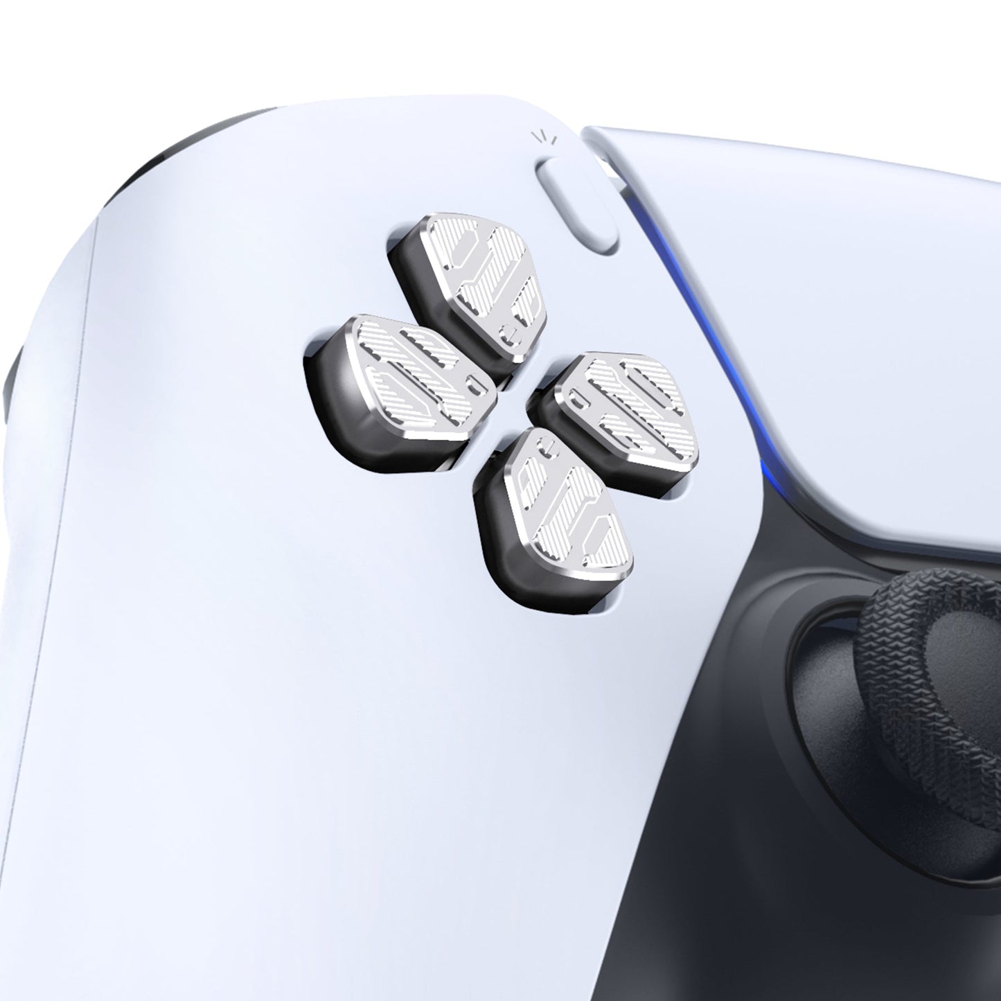 eXtremeRate Retail Silver Metal Dpad ABXY Buttons for ps5 Controller, Custom Replacement Aluminum Action Buttons & Direction Keys for ps5 Controller - Controller NOT Included - JPFD002