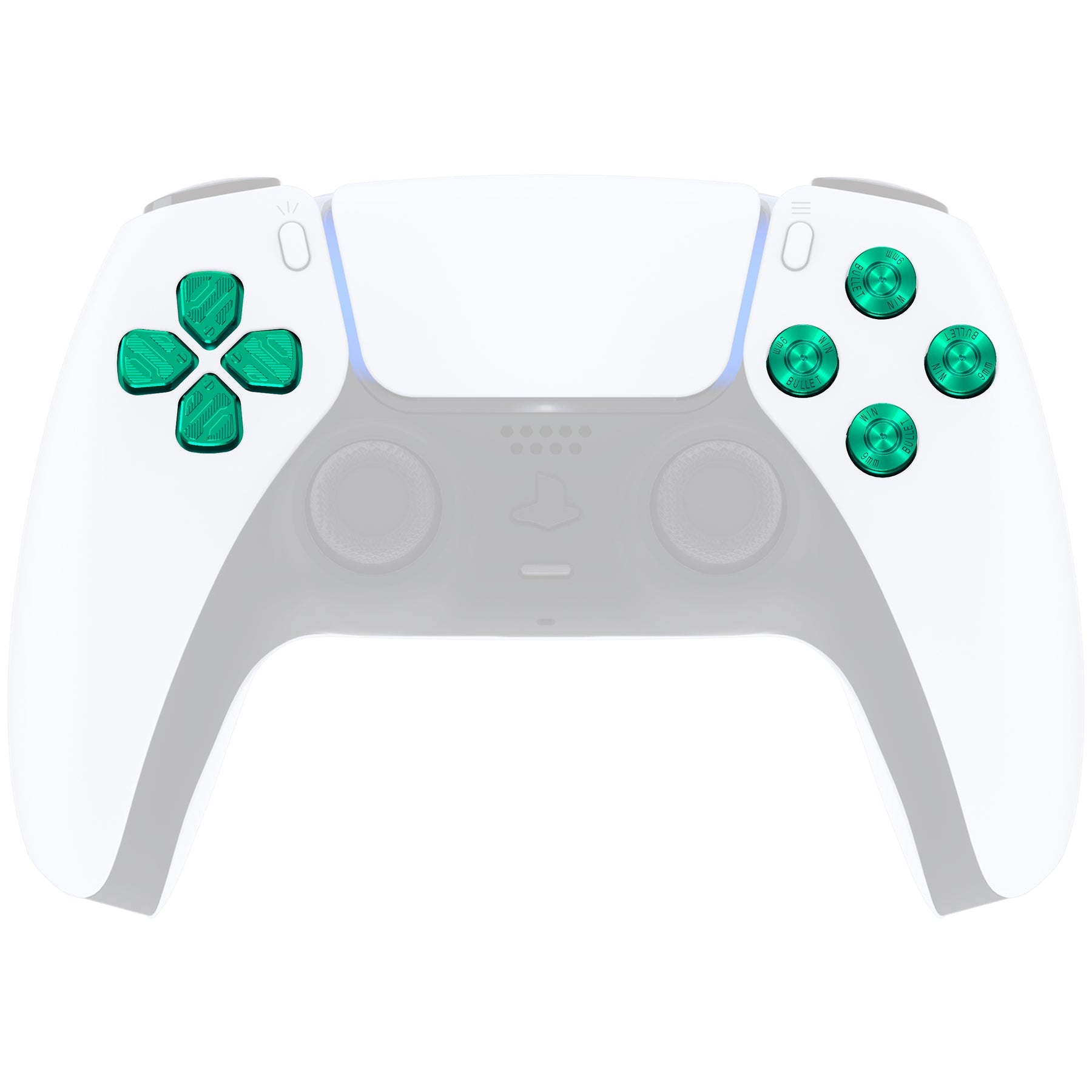 eXtremeRate Replacement Aluminum Metal Dpad ABXY Buttons for PS5 Controller  - Green