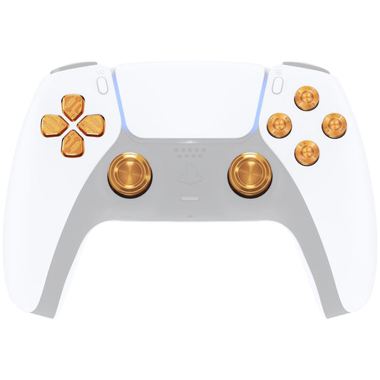 eXtremeRate Retail Gold Metal Thumbsticks Dpad ABXY Buttons Kit for ps5 Controller, Custom Replacement Aluminum Analog Thumbsticks & Action Buttons & Direction Keys for ps5 Controller - Controller NOT Included - JPFE001