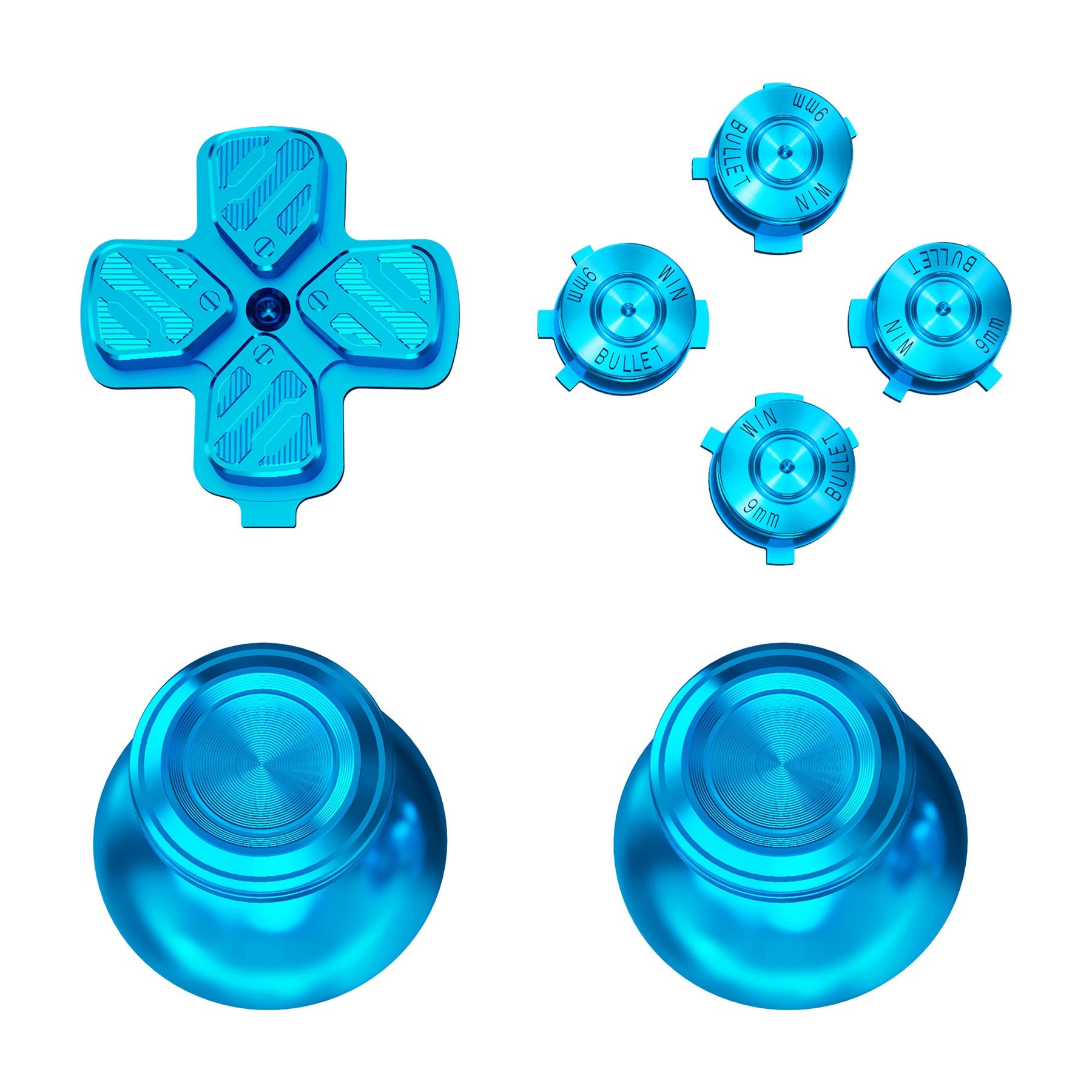 eXtremeRate Retail Blue Metal Thumbsticks Dpad ABXY Buttons Kit for ps5 Controller, Custom Replacement Aluminum Analog Thumbsticks & Action Buttons & Direction Keys for ps5 Controller - Controller NOT Included - JPFE004