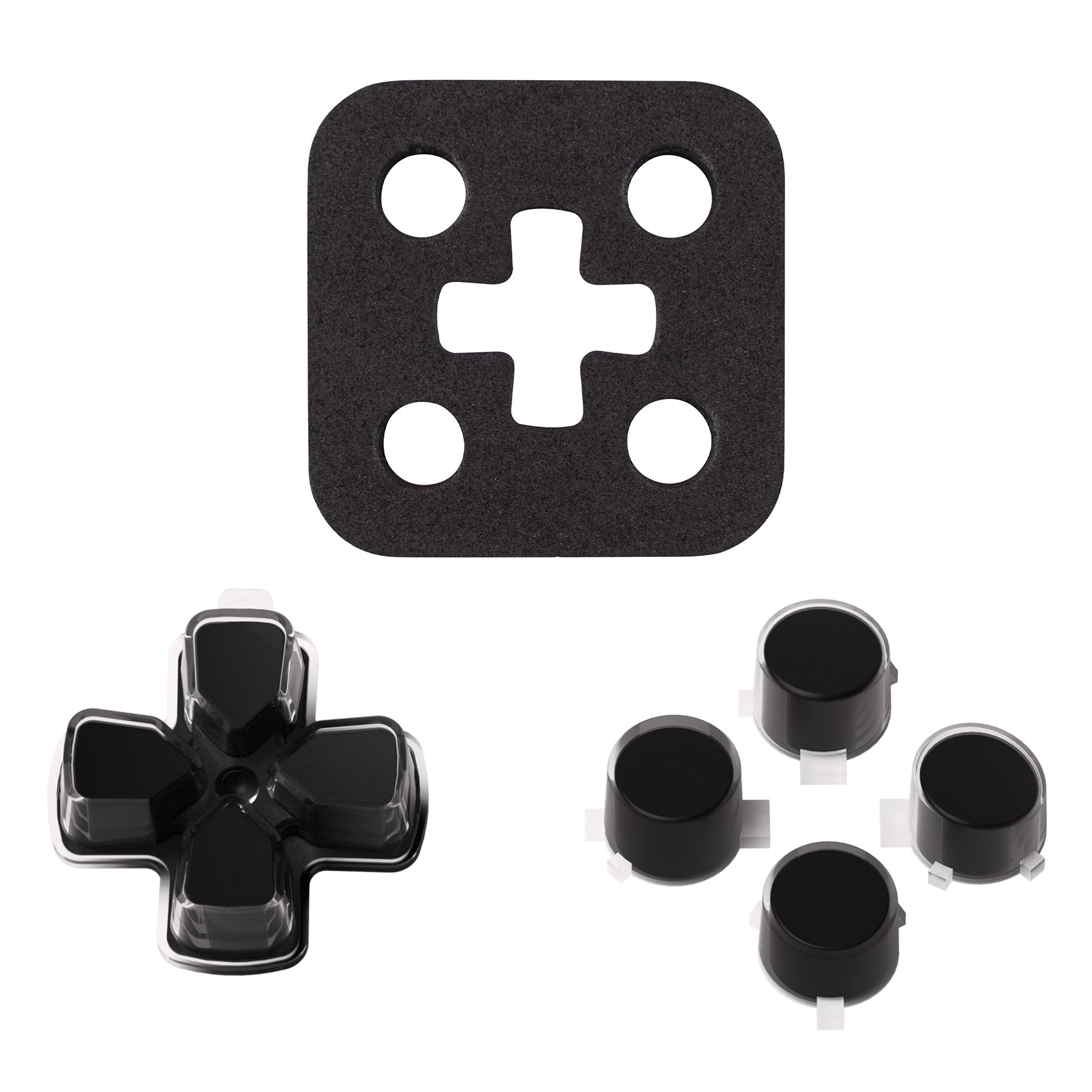eXtremeRate Replacement No Letter Imprint Two-Tone Dpad Action Buttons for  PS5 Controller - Black & Clear