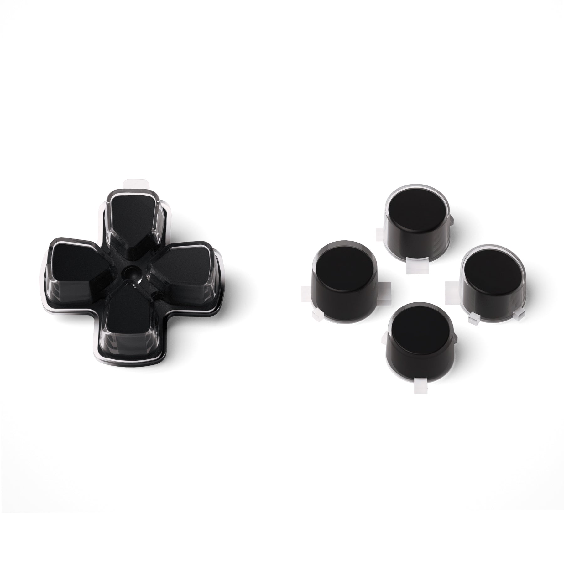 eXtremeRate Replacement No Letter Imprint Two-Tone Dpad Action Buttons for  PS5 Controller - Black & Clear