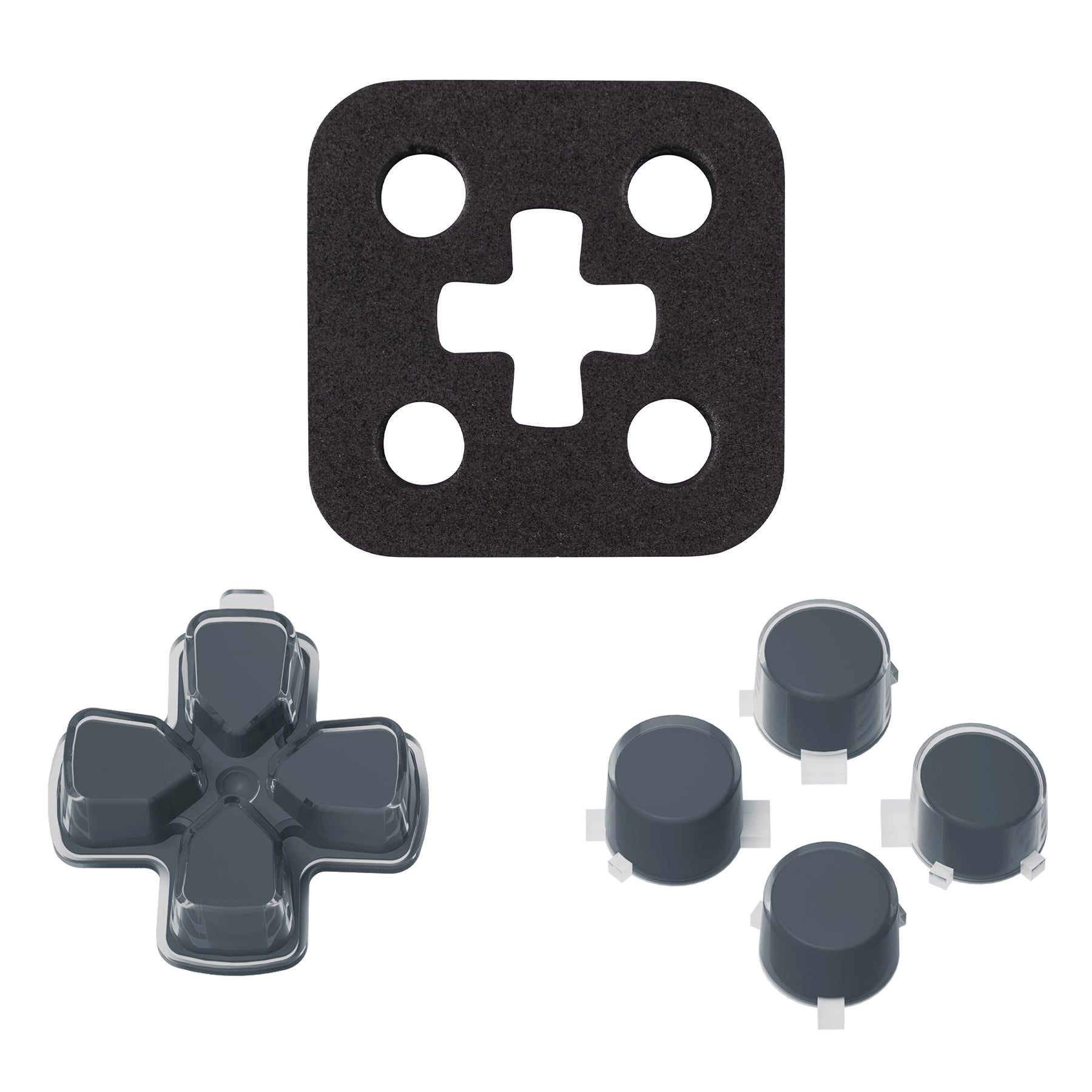 eXtremeRate Retail Two-Tone Gray & Clear Custom Dpad Action Buttons Replacement No Letter Imprint D-pad Face Buttons Compatible with ps5 Controller - JPFG003