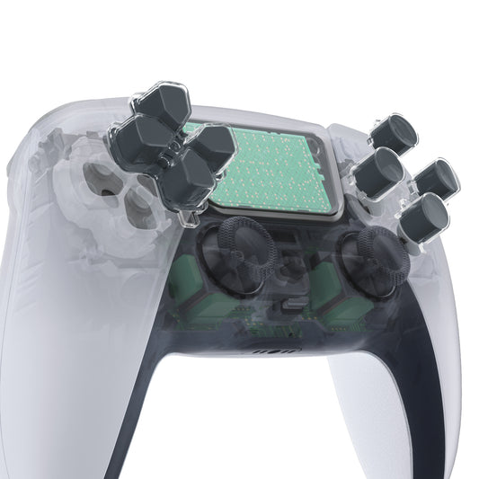 eXtremeRate Retail Two-Tone Gray & Clear Custom Dpad Action Buttons Replacement No Letter Imprint D-pad Face Buttons Compatible with ps5 Controller - JPFG003