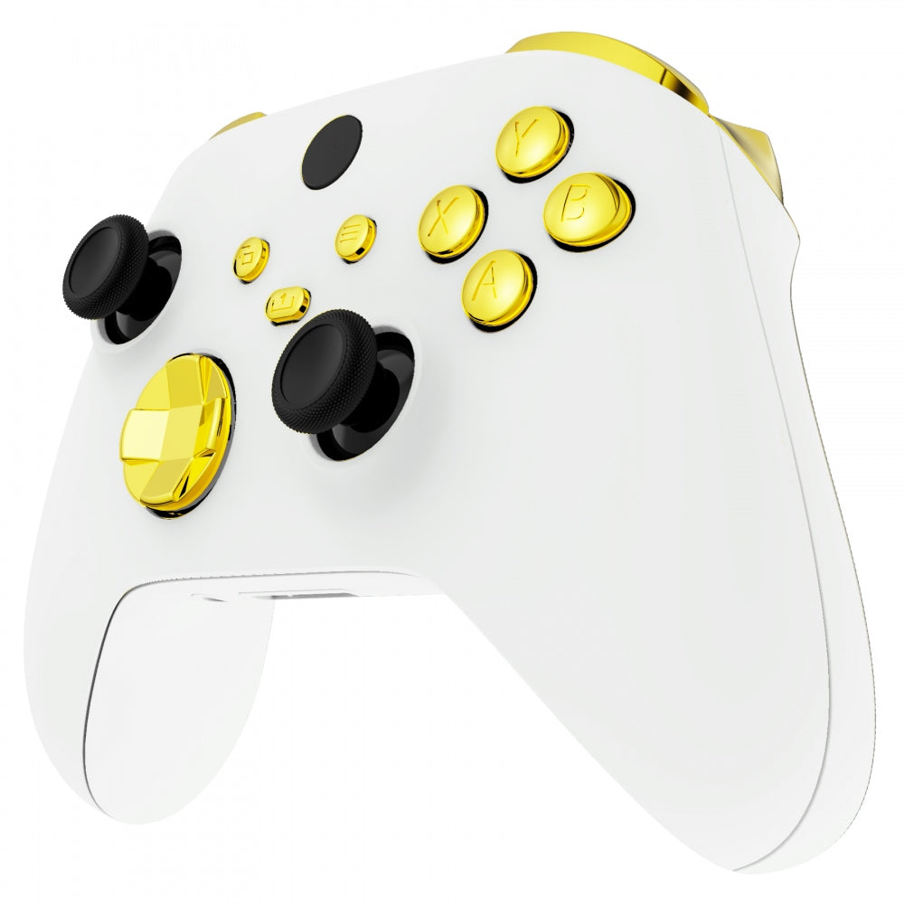 eXtremeRate Retail Chrome Gold Replacement Buttons for Xbox Series S & Xbox Series X Controller, LB RB LT RT Bumpers Triggers D-pad ABXY Start Back Sync Share Keys for Xbox Series X/S Controller  - JX3201