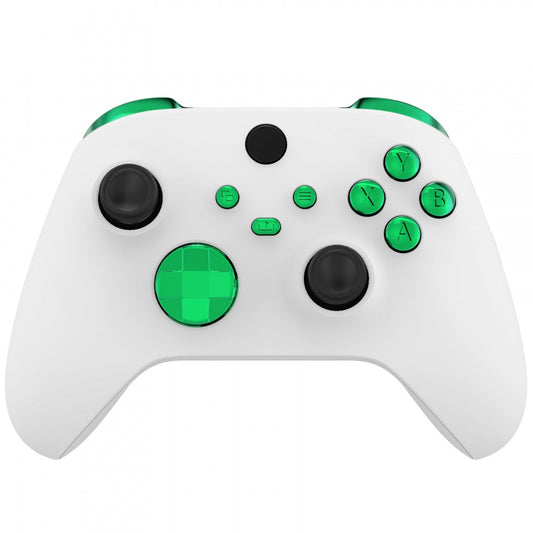 eXtremeRate Retail Chrome Green Replacement Buttons for Xbox Series S & Xbox Series X Controller, LB RB LT RT Bumpers Triggers D-pad ABXY Start Back Sync Share Keys for Xbox Series X/S Controller  - JX3206