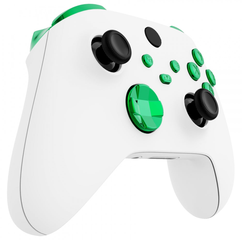 eXtremeRate Retail Chrome Green Replacement Buttons for Xbox Series S & Xbox Series X Controller, LB RB LT RT Bumpers Triggers D-pad ABXY Start Back Sync Share Keys for Xbox Series X/S Controller  - JX3206