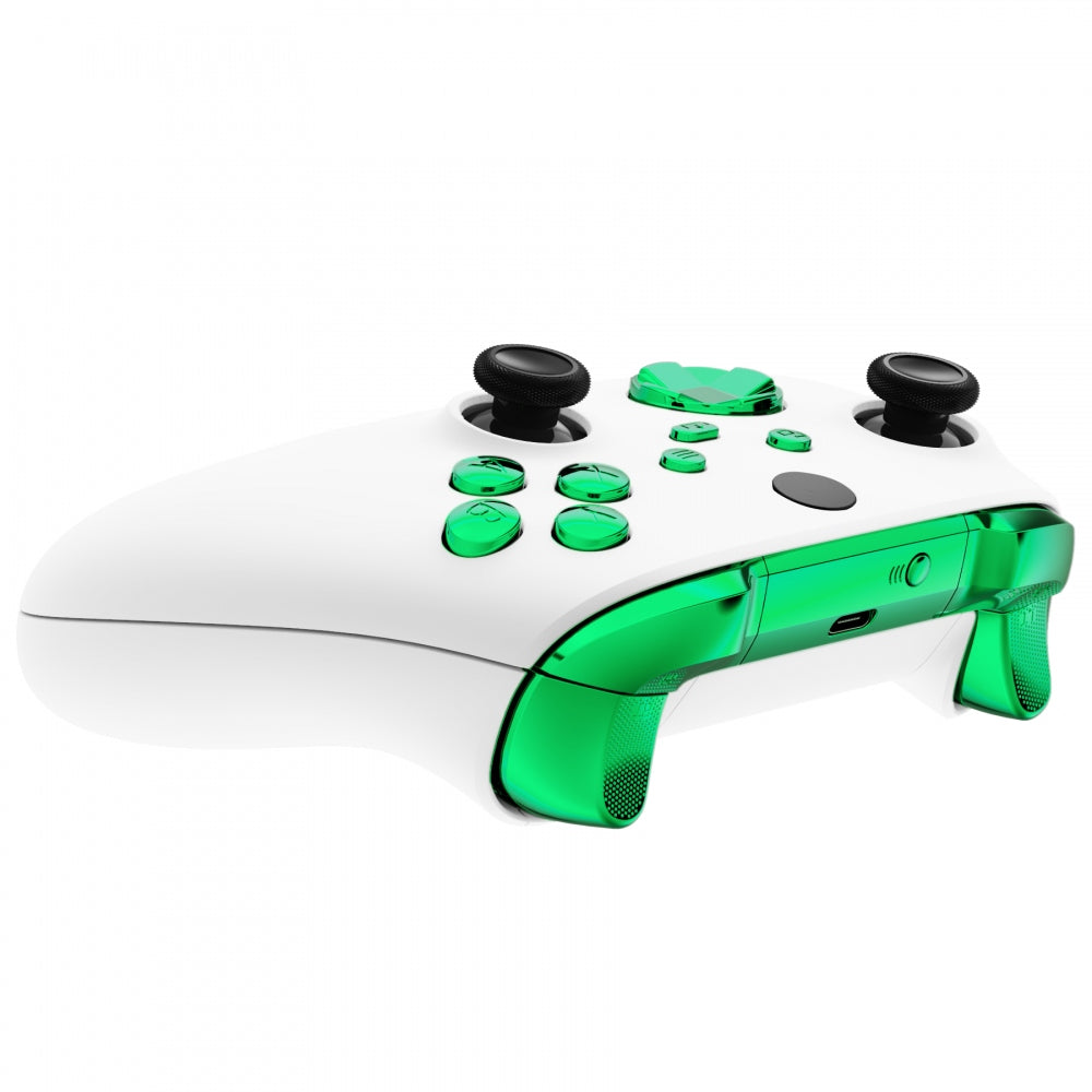 eXtremeRate Retail Chrome Green Replacement Buttons for Xbox Series S & Xbox Series X Controller, LB RB LT RT Bumpers Triggers D-pad ABXY Start Back Sync Share Keys for Xbox Series X/S Controller  - JX3206