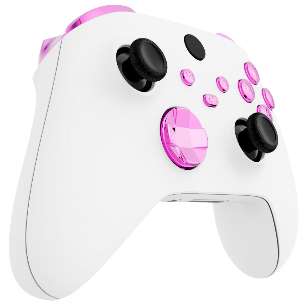 eXtremeRate Retail Chrome Pink Replacement Buttons for Xbox Series S & Xbox Series X Controller, LB RB LT RT Bumpers Triggers D-pad ABXY Start Back Sync Share Keys for Xbox Series X/S Controller  - JX3207