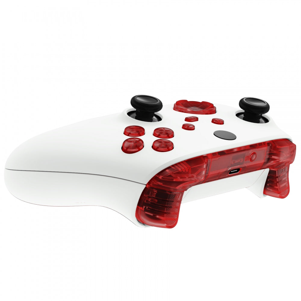 eXtremeRate Retail Transparent Red Replacement Buttons for Xbox Series S & Xbox Series X Controller, LB RB LT RT Bumpers Triggers D-pad ABXY Start Back Sync Share Keys for Xbox Series X/S Controller  - JX3302