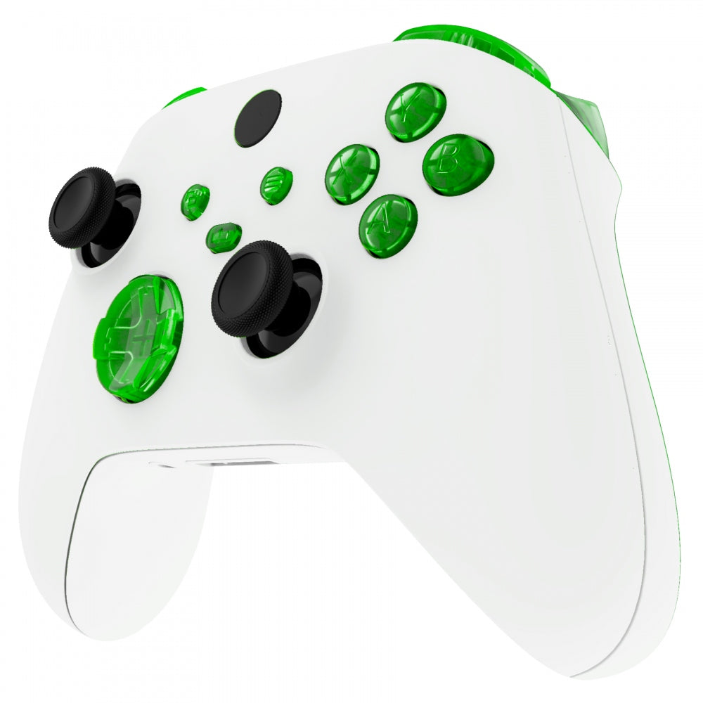 eXtremeRate Retail Transparent Green Replacement Buttons for Xbox Series S & Xbox Series X Controller, LB RB LT RT Bumpers Triggers D-pad ABXY Start Back Sync Share Keys for Xbox Series X/S Controller  - JX3303