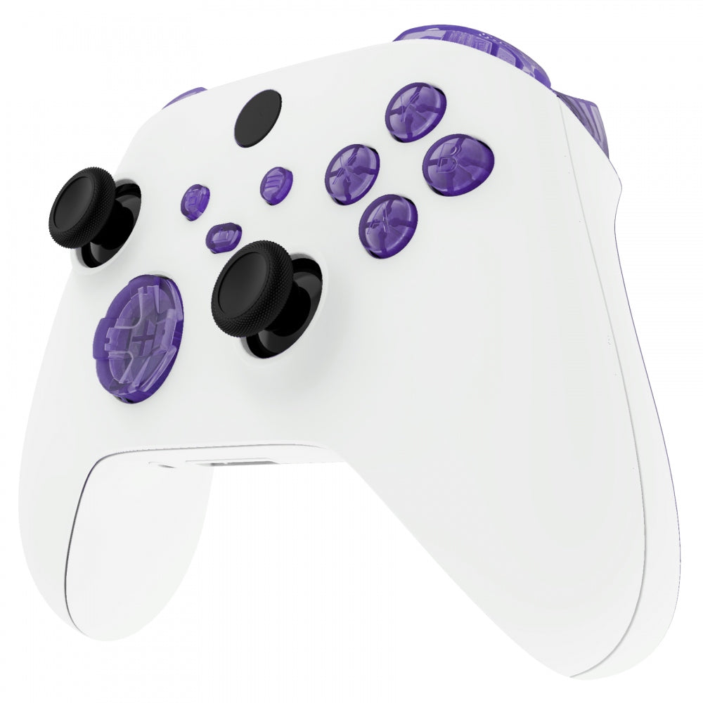 eXtremeRate Retail Clear Atomic Purple Replacement Buttons for Xbox Series S & Xbox Series X Controller, LB RB LT RT Bumpers Triggers D-pad ABXY Start Back Sync Share Keys for Xbox Series X/S Controller  - JX3305