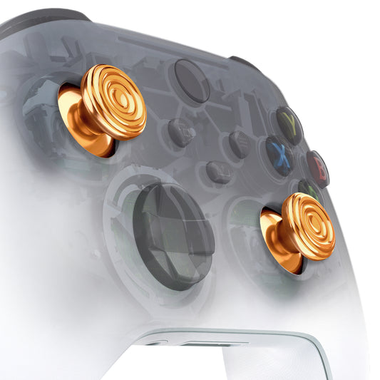 eXtremeRate Retail eXtremeRate Custom Gold Metal Thumbsticks for Xbox Series X/S Controller, Concentric Circles Aluminum Alloy Analog Stick for Xbox One S/X, Replacement Joystick for Xbox One Standard Elite Controller - JX3C001