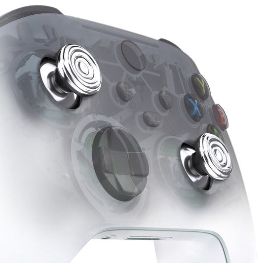 eXtremeRate Retail eXtremeRate Custom Silver Metal Thumbsticks for Xbox Series X/S Controller, Concentric Circles Aluminum Alloy Analog Stick for Xbox One S/X, Replacement Joystick for Xbox One Standard Elite Controller - JX3C002