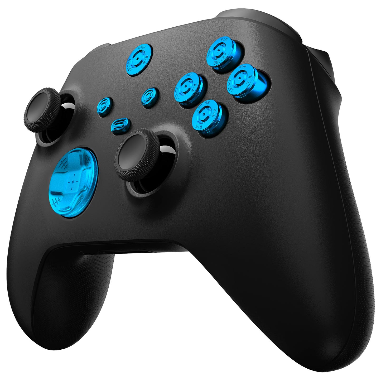 eXtremeRate Retail eXtremeRate 9 in 1 Custom Blue Metal Buttons for Xbox Series X/S Controller, Replacement Aluminum Alloy Dpad Start Back Share Button, Home ABXY Bullet Buttons for Xbox Core Controller - JX3D004