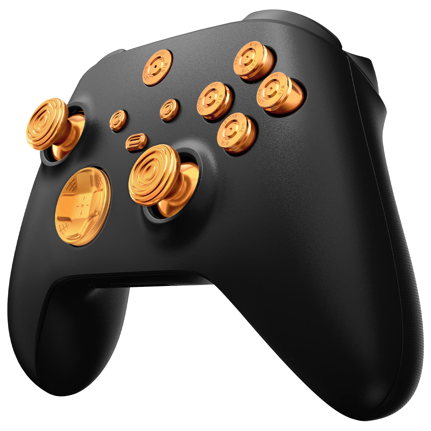 eXtremeRate 11 in 1 Custom Gold Metal Buttons for Xbox Series X/S Controller, Aluminum Alloy Dpad Start Back Share Button, Replacement Thumbsticks