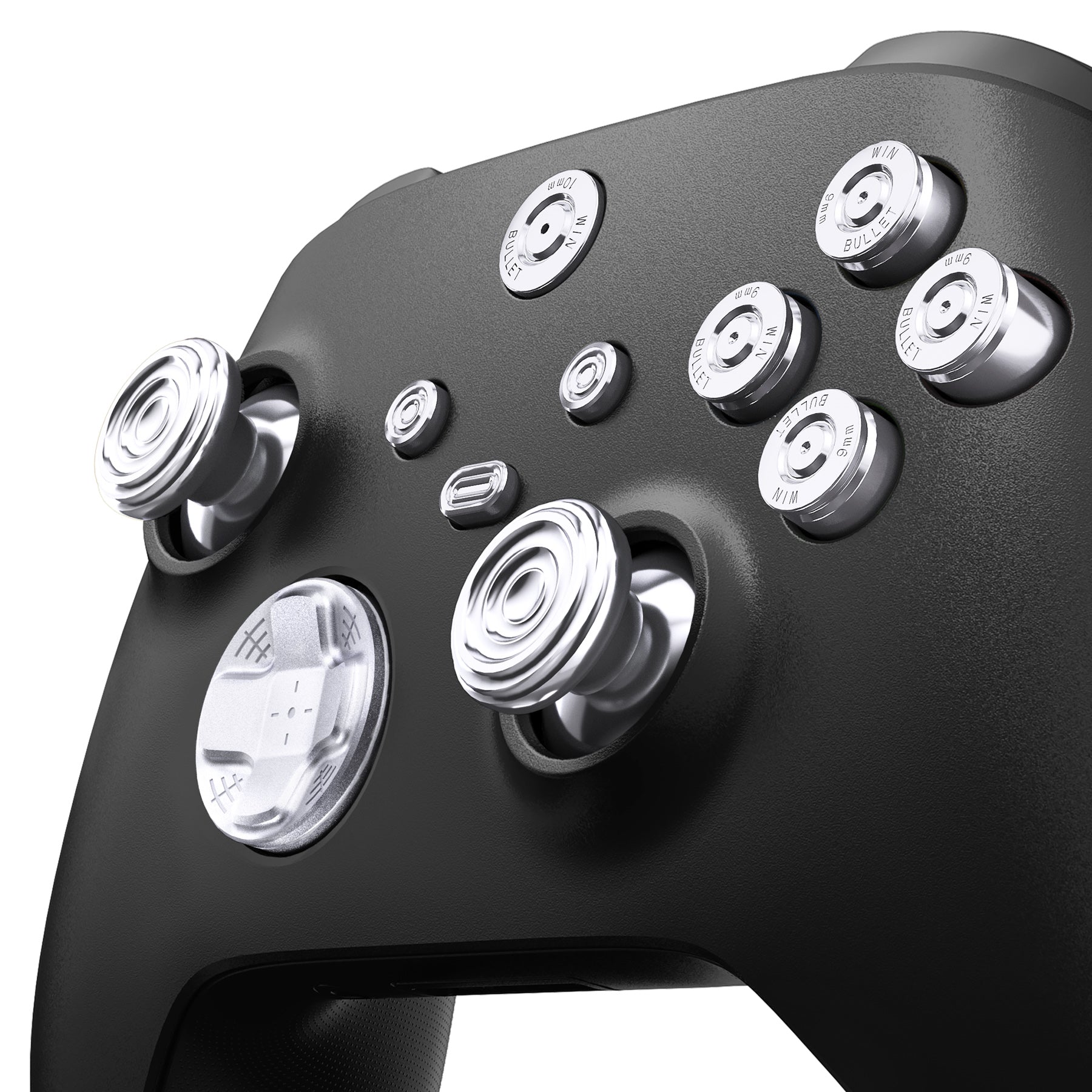 eXtremeRate Retail eXtremeRate 11 in 1 Custom Silver Metal Buttons for Xbox Series X/S Controller, Aluminum Alloy Dpad Start Back Share Button, Replacement Thumbsticks, Home ABXY Bullet Buttons for Xbox Core Controller - JX3E002
