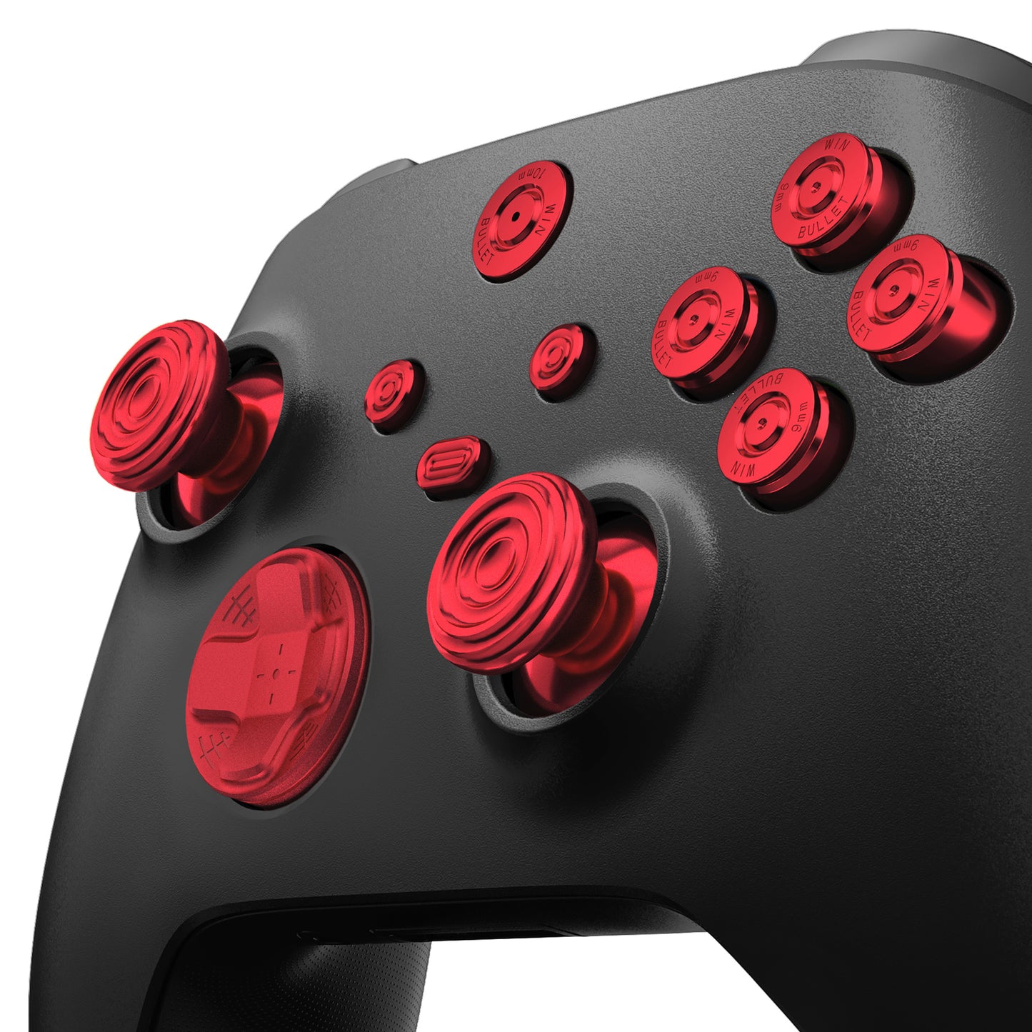 eXtremeRate Retail eXtremeRate 11 in 1 Custom Red Metal Buttons for Xbox Series X/S Controller, Aluminum Alloy Dpad Start Back Share Button, Replacement Thumbsticks, Home ABXY Bullet Buttons for Xbox Core Controller - JX3E003