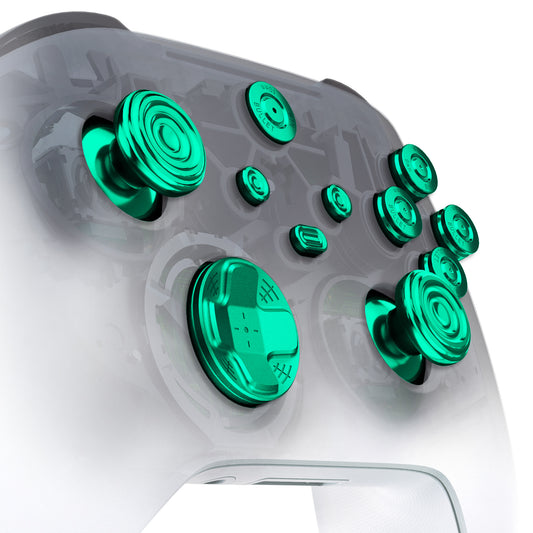 eXtremeRate Retail eXtremeRate 11 in 1 Custom Green Metal Buttons for Xbox Series X/S Controller, Aluminum Alloy Dpad Start Back Share Button, Replacement Thumbsticks, Home ABXY Bullet Buttons for Xbox Core Controller - JX3E006
