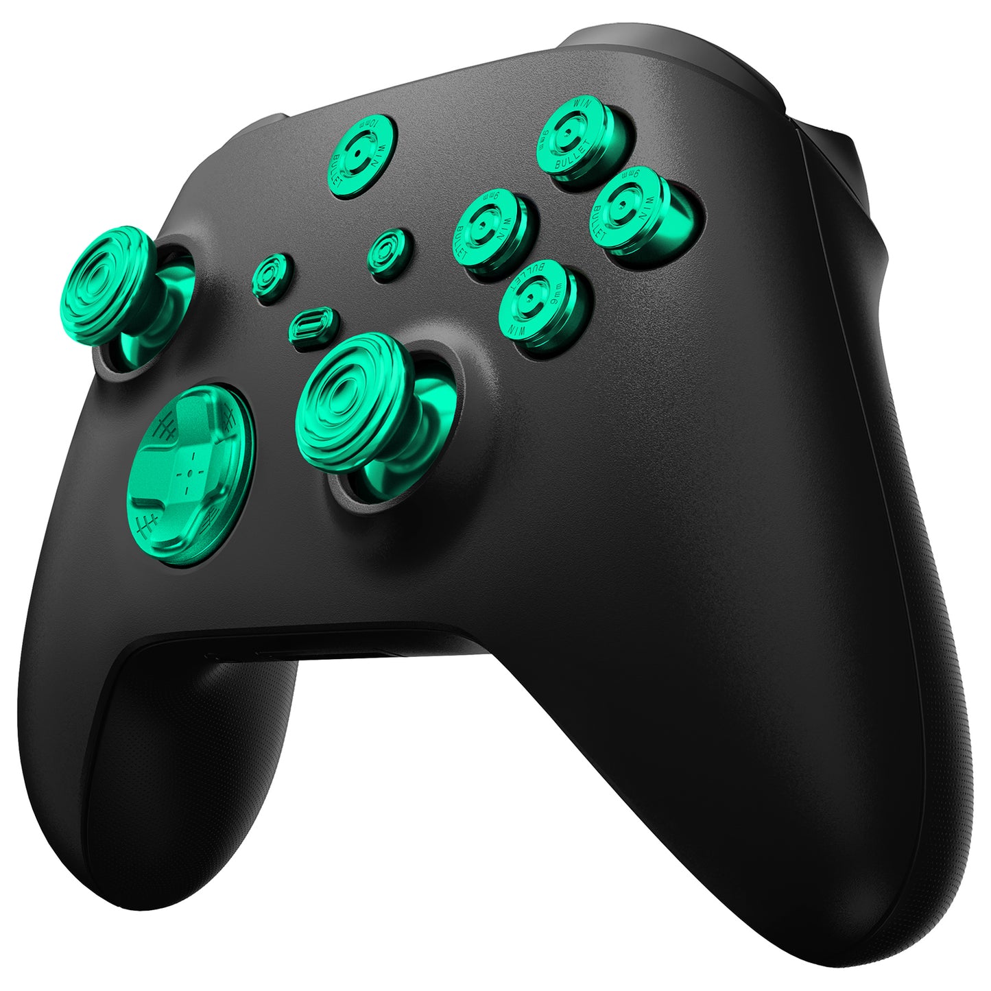 eXtremeRate Retail eXtremeRate 11 in 1 Custom Green Metal Buttons for Xbox Series X/S Controller, Aluminum Alloy Dpad Start Back Share Button, Replacement Thumbsticks, Home ABXY Bullet Buttons for Xbox Core Controller - JX3E006