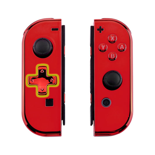 eXtremeRate Retail Chrome Red Joycon Handheld Controller Housing (D-Pad Version) with Full Set Buttons, DIY Replacement Shell Case for NS Switch JoyCon & OLED JoyCon - Console Shell NOT Included- JZD403