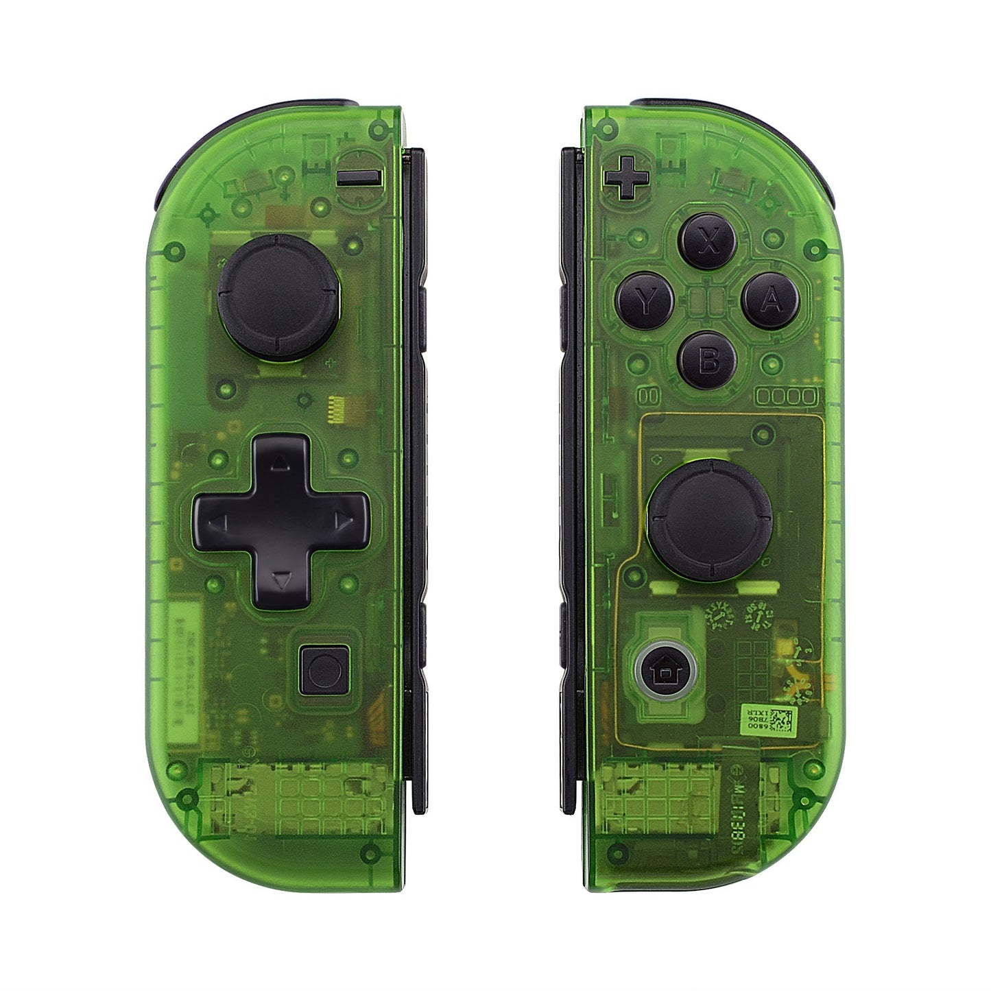 eXtremeRate Retail Transparent Clear Green Joycon Handheld Controller Housing (D-Pad Version) with Full Set Buttons, DIY Replacement Shell Case for NS Switch JoyCon & OLED JoyCon - Console Shell NOT Included - JZM503