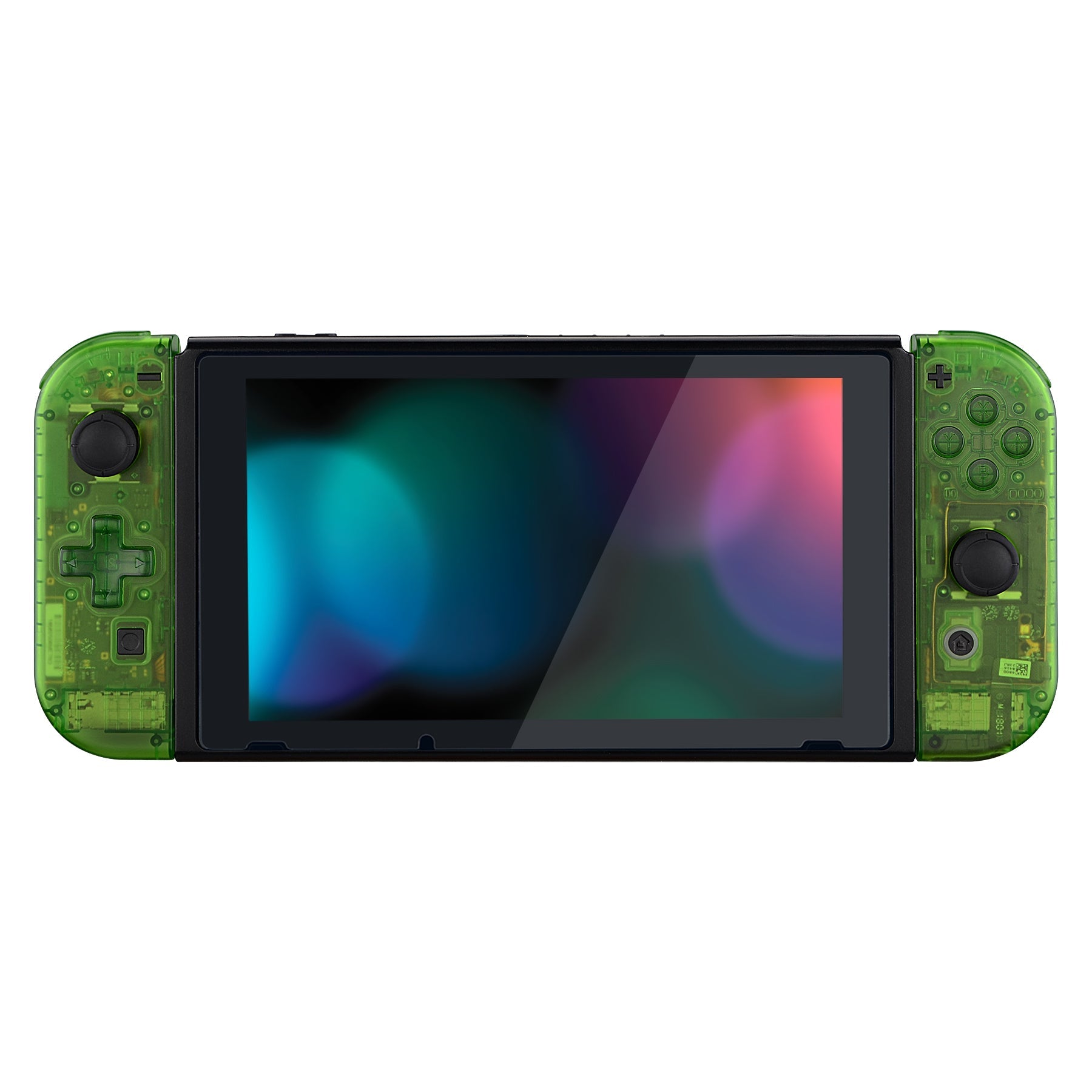 eXtremeRate Retail Transparent Clear Green Joycon Handheld Controller Housing (D-Pad Version) with Full Set Buttons, DIY Replacement Shell Case for NS Switch JoyCon & OLED JoyCon - Console Shell NOT Included - JZM503