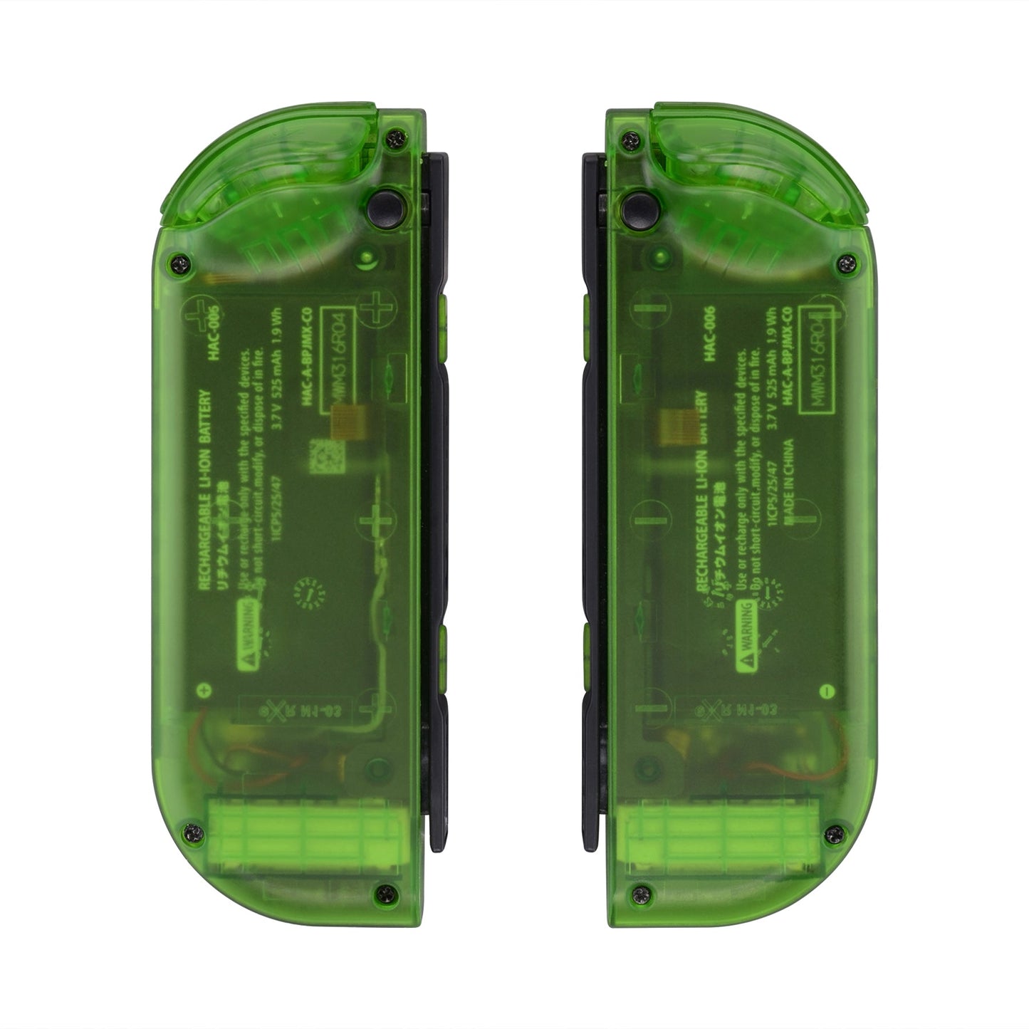 eXtremeRate Retail Transparent Clear Green Joycon Handheld Controller Housing (D-Pad Version) with Full Set Buttons, DIY Replacement Shell Case for NS Switch JoyCon & OLED JoyCon - Console Shell NOT Included - JZM503