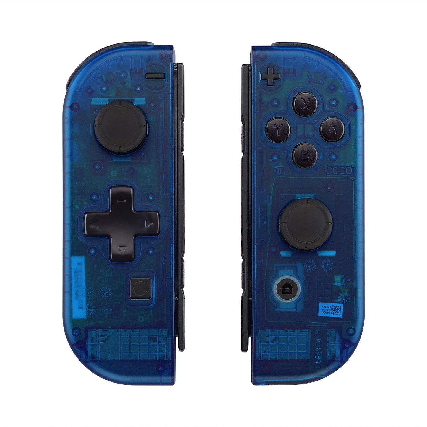 eXtremeRate Retail Transparent Clear Blue Joycon Handheld Controller Housing (D-Pad Version) with Full Set Buttons, DIY Replacement Shell Case for NS Switch JoyCon & OLED JoyCon - Console Shell NOT Included - JZM504
