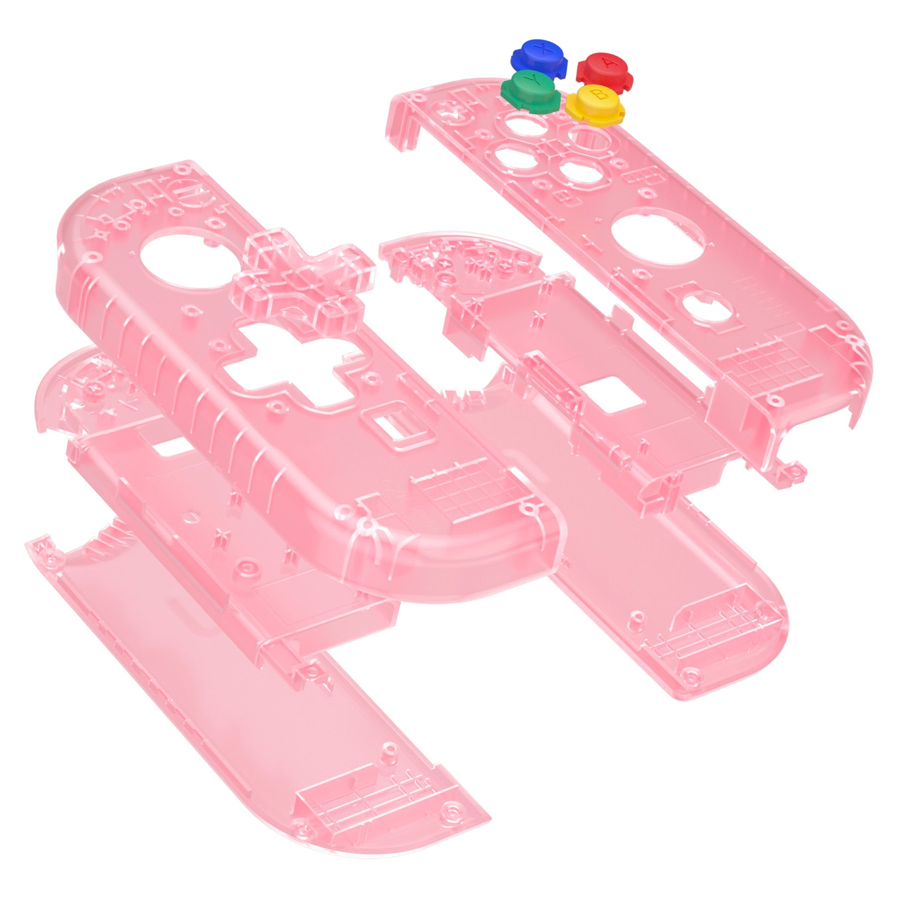 eXtremeRate Retail Cherry Pink Joycon Handheld Controller Housing (D-Pad Version) with Full Set Buttons, DIY Replacement Shell Case for NS Switch JoyCon & OLED JoyCon - Console Shell NOT Included - JZM509