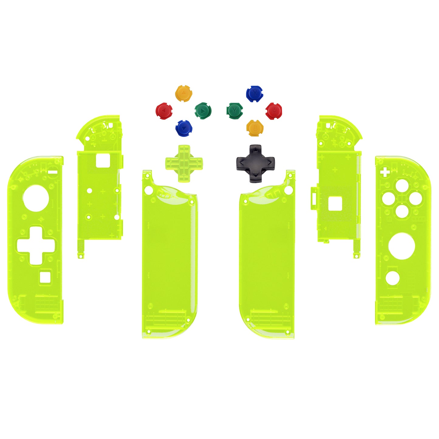 eXtremeRate Retail Clear Lime Green Joycon Handheld Controller Housing (D-Pad Version) with Full Set Buttons, DIY Replacement Shell Case for NS Switch JoyCon & OLED JoyCon - Console Shell NOT Included - JZM510