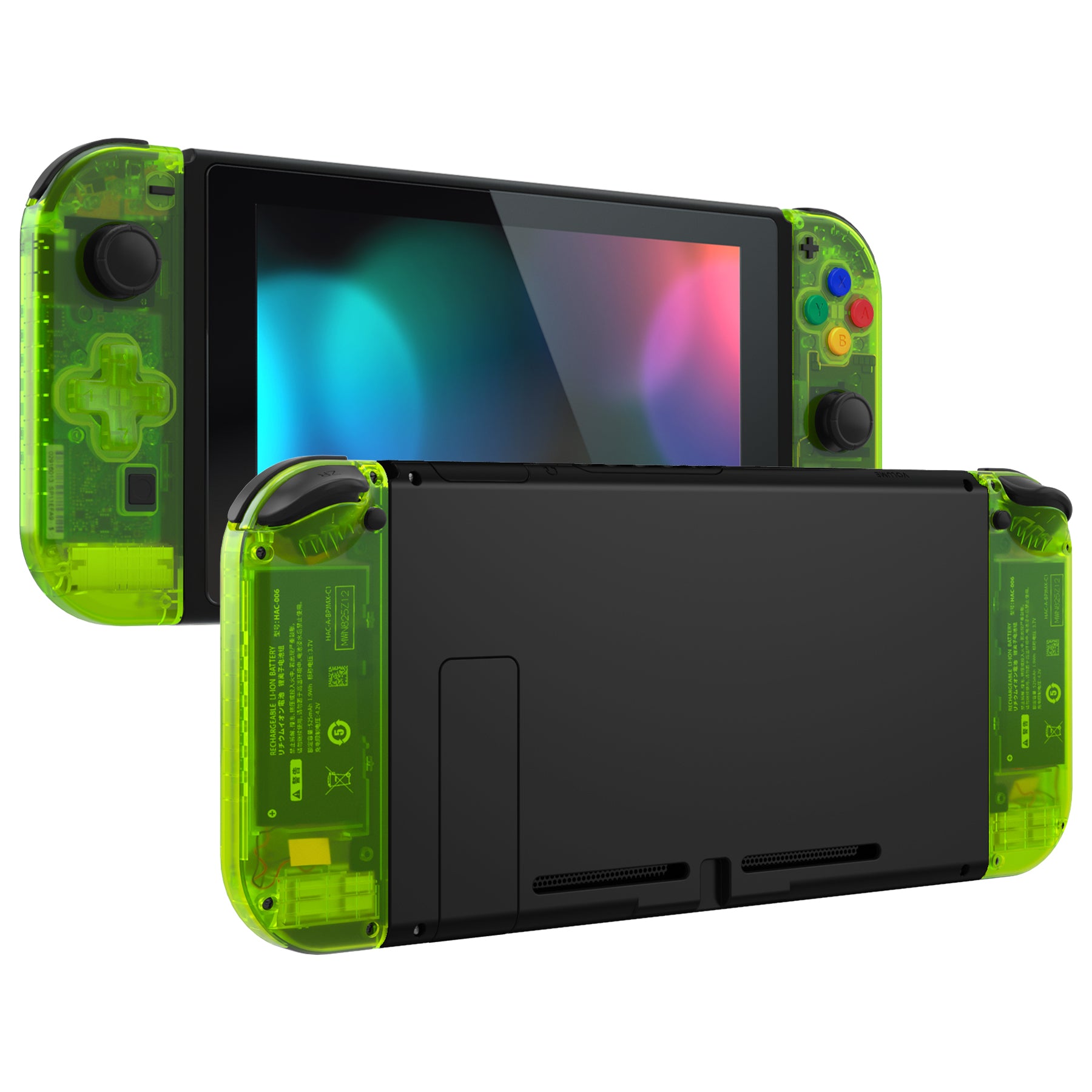 Clear Lime Green Joycon Handheld Controller Housing (D-Pad Version) with  Full Set Buttons, DIY Replacement Shell Case for NS Switch JoyCon & OLED 