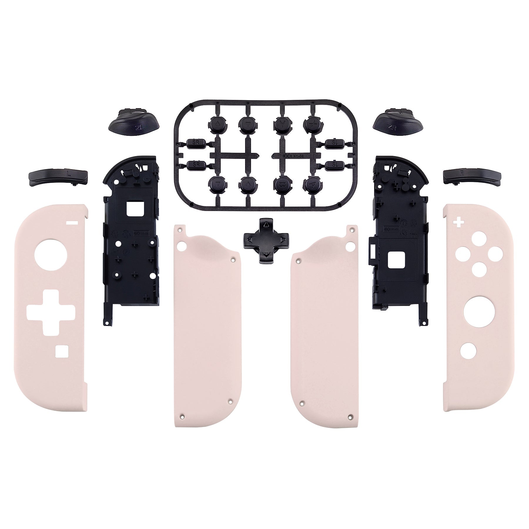 eXtremeRate Retail Soft Touch Cherry Blossoms Joycon Handheld Controller Housing (D-Pad Version) with Full Set Buttons, DIY Replacement Shell Case for NS Switch JoyCon & OLED JoyCon - Console Shell NOT Included - JZP306
