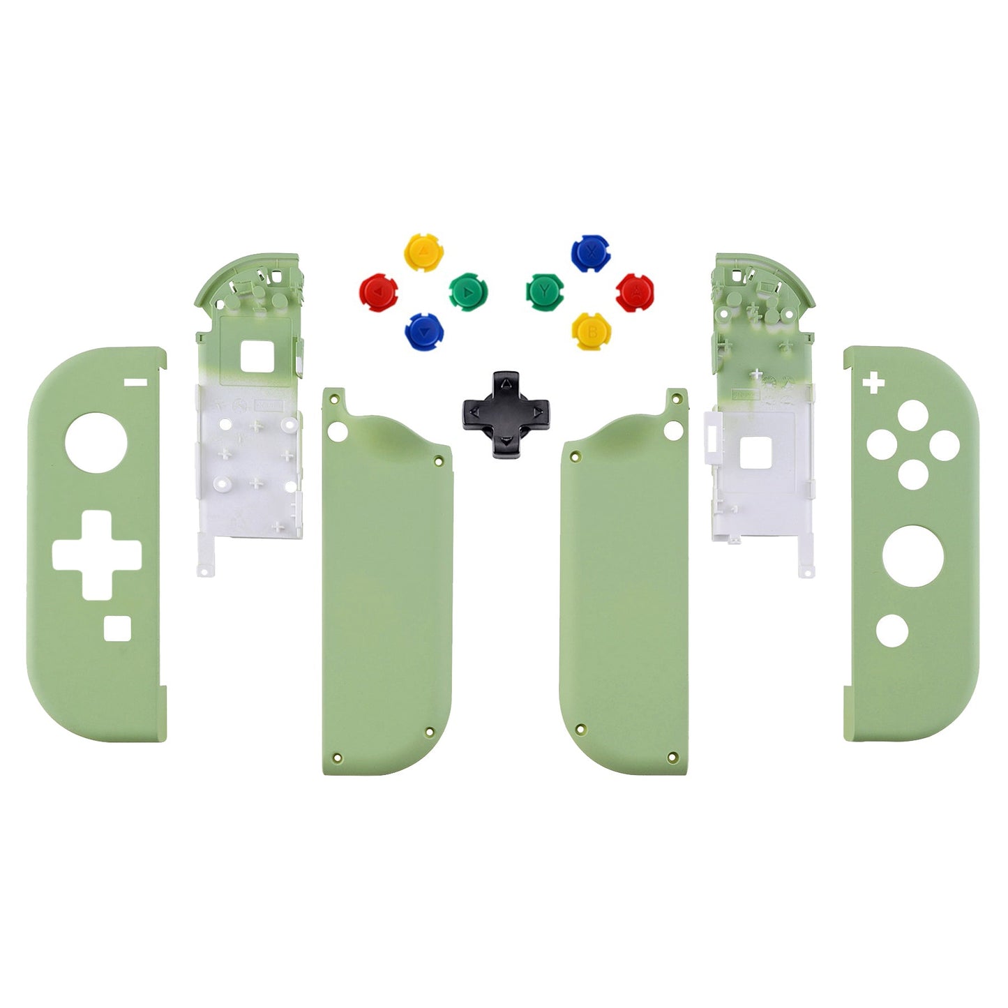 eXtremeRate Retail Matcha Green Joycon Handheld Controller Housing (D-Pad Version) with Full Set Buttons, DIY Replacement Shell Case for NS Switch JoyCon & OLED JoyCon - Console Shell NOT Included - JZP316