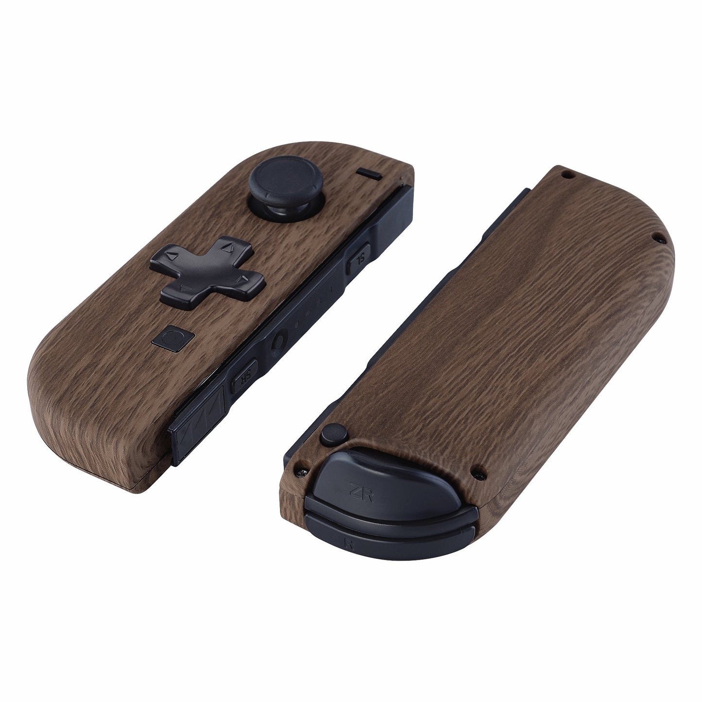 eXtremeRate Retail Wood Grain Soft Touch Joycon Handheld Controller Housing (D-Pad Version) with Full Set Buttons, DIY Replacement Shell Case for NS Switch JoyCon & OLED JoyCon - Console Shell NOT Included - JZS201