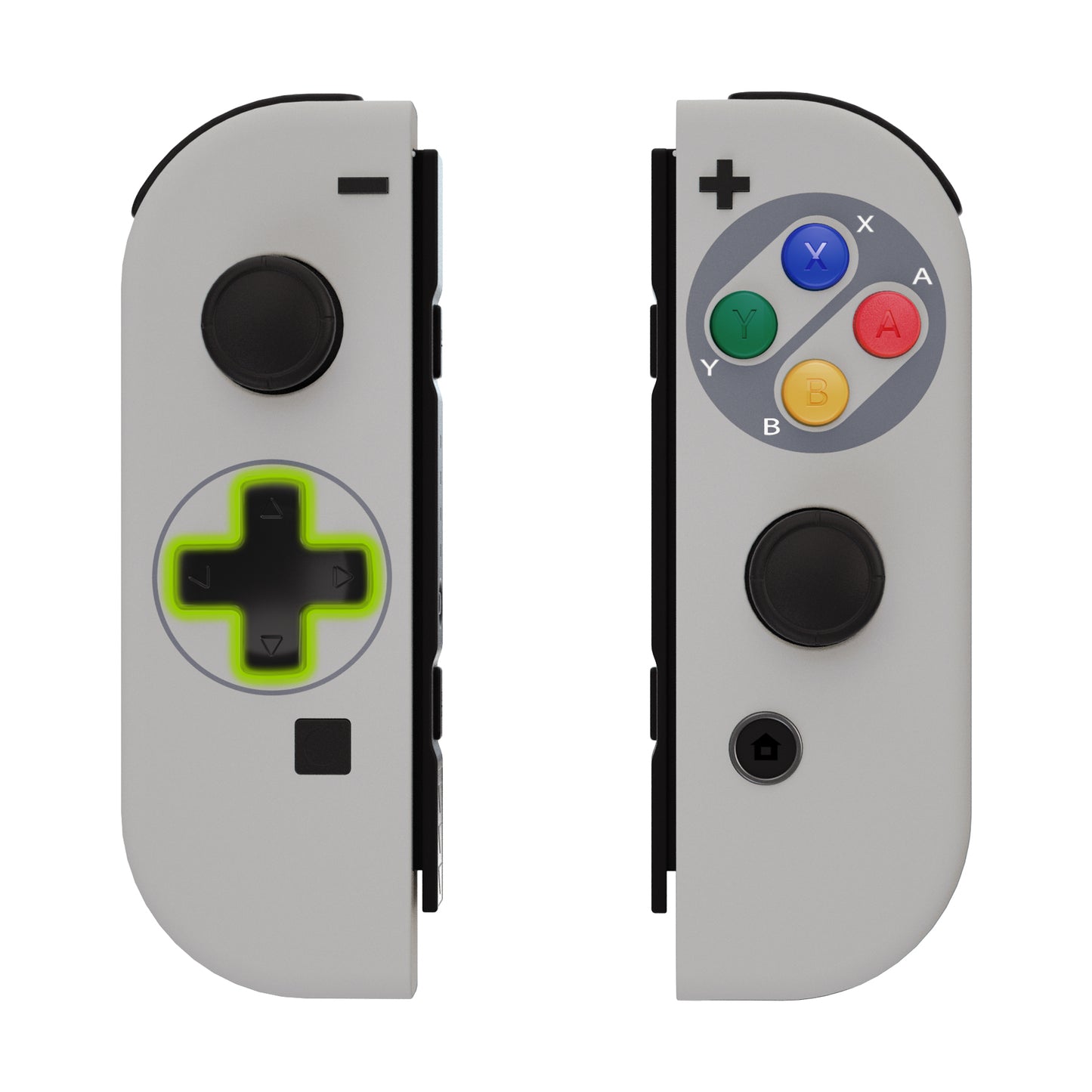 eXtremeRate Retail SNES Classic EU Style Soft Touch Joycon Handheld Controller Housing (D-Pad Version) with Colorful Buttons, DIY Replacement Shell Case for NS Switch JoyCon & OLED JoyCon - Console Shell NOT Included - JZT106