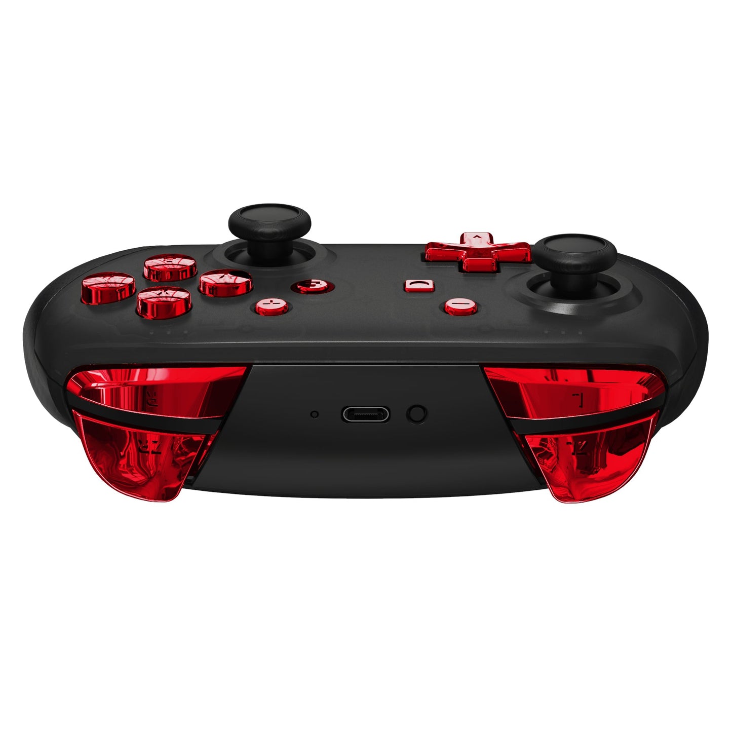 eXtremeRate Retail Chrome Red Repair ABXY D-pad ZR ZL L R Keys for NS Switch Pro Controller, Glossy DIY Replacement Full Set Buttons with Tools for NS Switch Pro - Controller NOT Included - KRD403