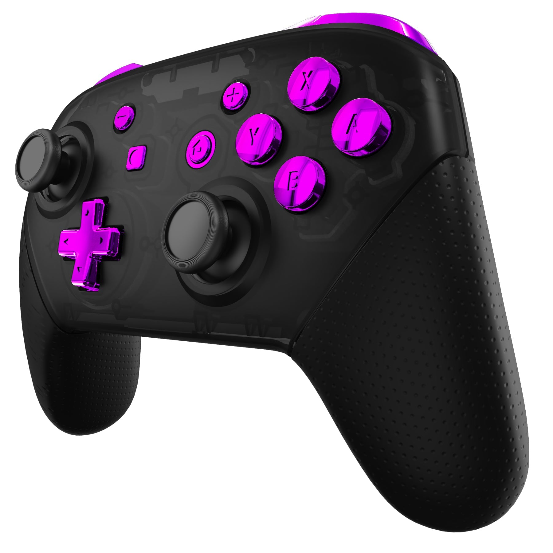 eXtremeRate Retail Chrome Purple Repair ABXY D-pad ZR ZL L R Keys for NS Switch Pro Controller, Glossy DIY Replacement Full Set Buttons with Tools for NS Switch Pro - Controller NOT Included - KRD405